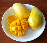 The "hedgehog" style is a form of mango preparation