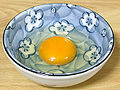 1. Put a fresh egg into the Kobachi (小鉢, small bowl).