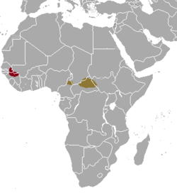 Distribución de las subespecies de T. derbianus: T. d. derbianus y t. d. gigas.