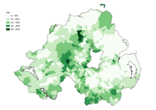 Percentage of people aged 3+ claiming to have some ability in Irish in the 2021 census