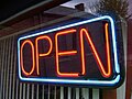 A neon "OPEN" sign, popular among U.S. businesses since the mid-1980s.[33][34]