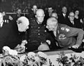 General Dwight D. Eisenhower with Sir Winston Churchill and Field Marshal Bernard Law Montgomery at a NATO meeting, 1951.