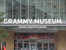 Entrance to the Grammy Museum, a contemporary building