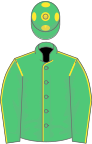 EMERALD GREEN, yellow seams, emerald green cap, yellow spots