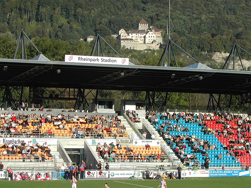 File:Rheinpark-Stadion-Main stand and castle.JPG