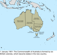 Map of the change to Australia on 1 January 1901