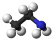 Ball and stick model of ethylamine