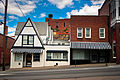 213-215 Second Street housed Cheri's Vegan Restaurant, now closed. 213 (left) was built in the 1930s in the Arts and Crafts style and long served as a diner.