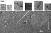 MSL's debris field on August 17, 2012 (3-D versions: rover & parachute).