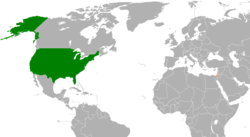 Map indicating locations of USA and Israel