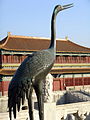 A statue of a crane in the Forbidden City