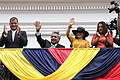 Image 44Former President Rafael Correa (left) attends President-elect Lenín Moreno's (middle) "changing of the guard" ceremony. The two PAIS leaders were considered close allies before Moreno's "de-Correaization" efforts started after he assumed the presidency. (from History of Ecuador)