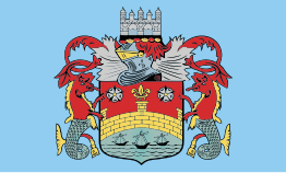 Banner of Arms flag used by Cambridge City Council at Cambridge Guildhall