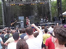 Le Butcherettes performing on the Google+ stage at Lollapalooza on August 5th, 2011 in Chicago, Illinois