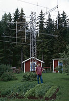 Amateur Radio antenna array used for Earth–Moon–Earth communication on 144 MHz. Location Kilafors in Middle Sweden.