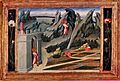 John (shown twice) sets off for the desert, a predella scene by Giovanni di Paolo.