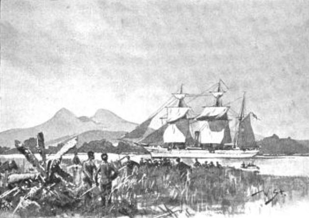 File:SMS Hyäne in Kamerun by Willy Stower.png