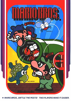 Player characters Mario and Luigi surrounded by the three enemies in the game.