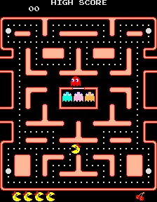 The first level of Ms. Pac-Man.