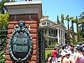 The Haunted Mansion's antebellum architecture is styled as a Southern plantation home.