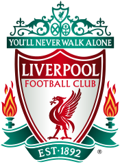 The words "Liverpool Football Club" are in the center of a pennant, with flames either side. The words "You'll Never Walk Alone" adorn the top of the emblem in a green design, "EST 1892" is at the bottom.