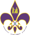 The Hammurabi Assyrian Scout Association emblem incorporates elements of the Assyrian flag as well as the upper part of the stele of the Code of Hammurabi