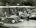 PT-46 (No. 1); PT-40 (No. 9); PT-61; PT-48 (No. 3) and PT-45 (No. 2) during commissioning ceremonies at the newly established PT Boat Base Taboga Island on 1 August 1942. To mislead possible Japanese spies in Panama, and presumably German agents in New York, the hull numbers displayed on the cabins were changed. The eleven boats of Motor Torpedo Boat Squadron Two were numbered 0 - 10.