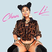 The cover art features torso of Nicki Minaj, seated, wearing bikini and a fur jacket, with chinese hairstyle. The single title appears written both the sides about her.