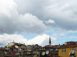 Typical view of Sultantepe: apartment building rooftops and minaret of Bâkî Efendi Mosque.