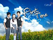 An image of Jake Vargas, Barbie Forteza and Joshua Dionisio standing in a field of grass, over a blue background with clouds. The series title is displayed on the center right of the image. The logo of GMA Network is displayed on the upper right side of the image.