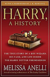 Cover of Harry, A History; yellow text on red background.