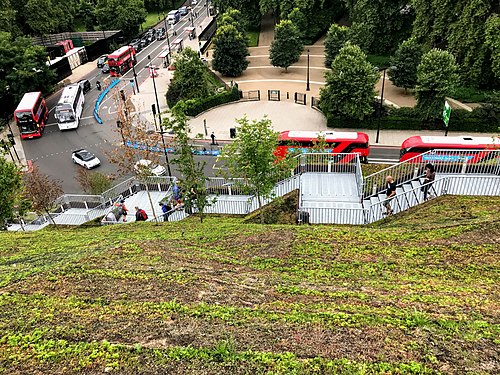 The staircase wound round the southern aspect, overlooking Park Lane