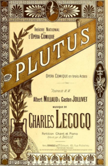 cover of musical score, with decorative lettering, showing title of opera and its creators