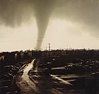 The tornado at F4 intensity on the grounds of the McConnell Air Force Base