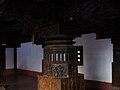 Carved wood pillar inside Krishnapur Matha