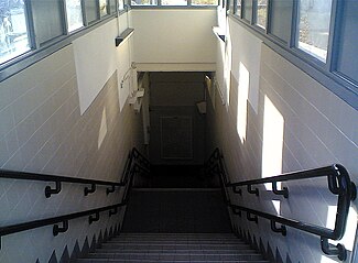 The eastbound platform entrance to the recently refurbished subway.