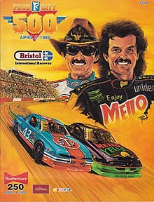 The 1992 Food City 500 program cover, featuring Richard Petty and Kyle Petty.