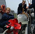 A Mark 46 Mod 5A torpedo is inspected aboard Mustin in April 2005