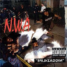 A crime scene of a homicide with the bodies are covered with white sheets near the curb. The members of NWA is seen as ghosts above their respective bodies. The album's title which is read "NIGGAZ4LIFE" is seen in a black rectangle and is horizontally mirrored.