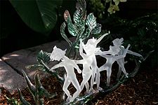 "Green Branch with 5 Frosted Sprites" 19"x9"x13", Atlanta Botanical Garden, 2007.