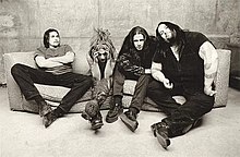 Pist.On, 1997. L-R: Jeff McManus, Val Ium, Burton Gans, and Henry Font.