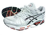 A pair of ASICS running shoes, model GEL-Kinsei