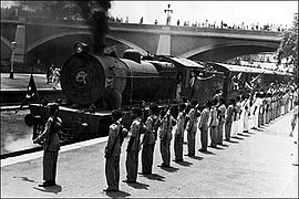 Train to Pakistan being given a warm send-off. New Delhi railway station, 1947