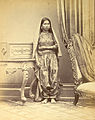 Muslim woman, in Sind, British India, in salwar style pajamas, 1870.