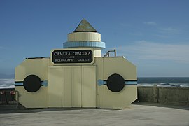 A freestanding room-sized camera obscura in the shape of a camera. Cliff House, San Francisco