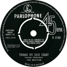 B-side label of the "Things We Said Today" single