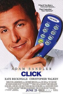 Adam Sandler holding a television remote control