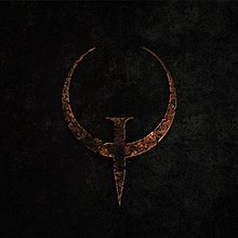 The rusted metal "Q" logo for the Quake video game series