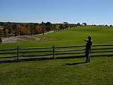 A man points to where the original stage stood in 1969