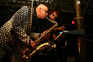 LPD vocalist Edward Ka-Spel on the keyboard and Niels van Hoorn at a 14 October 2007 show at the Stubnitz boat in Amsterdam